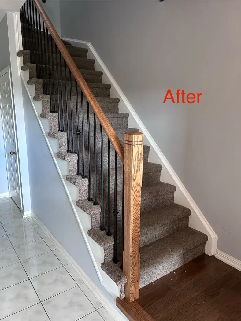 Walnut Stain Staircase with Matching Flooring Durham Ontario
