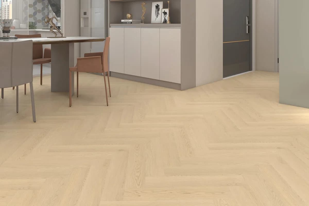 H04 Light Champagne - Woden Vinyl Herringbone Collection